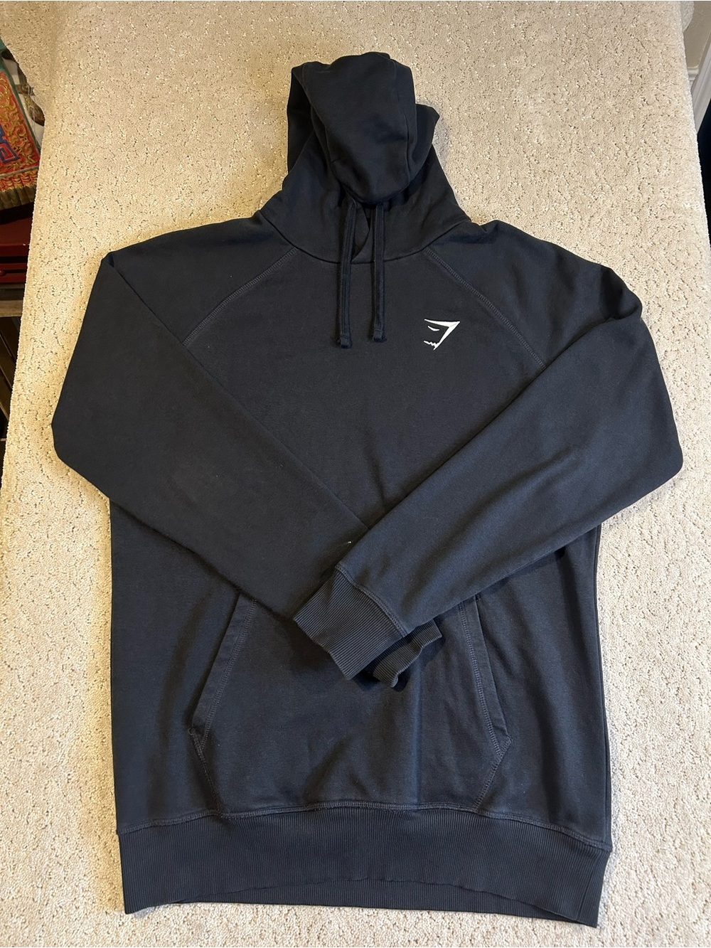 Gymshark Crest Men's Hoodie Medium Black Long Sleeve Training Gym Sweatshirt